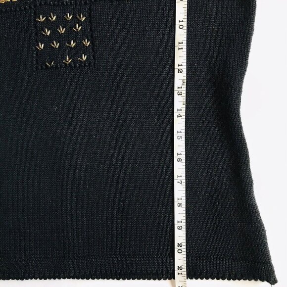 Susan Bristol Vintage Hand Embroidered Bead Wool Top Womens Size Small Black - Picture 8 of 9